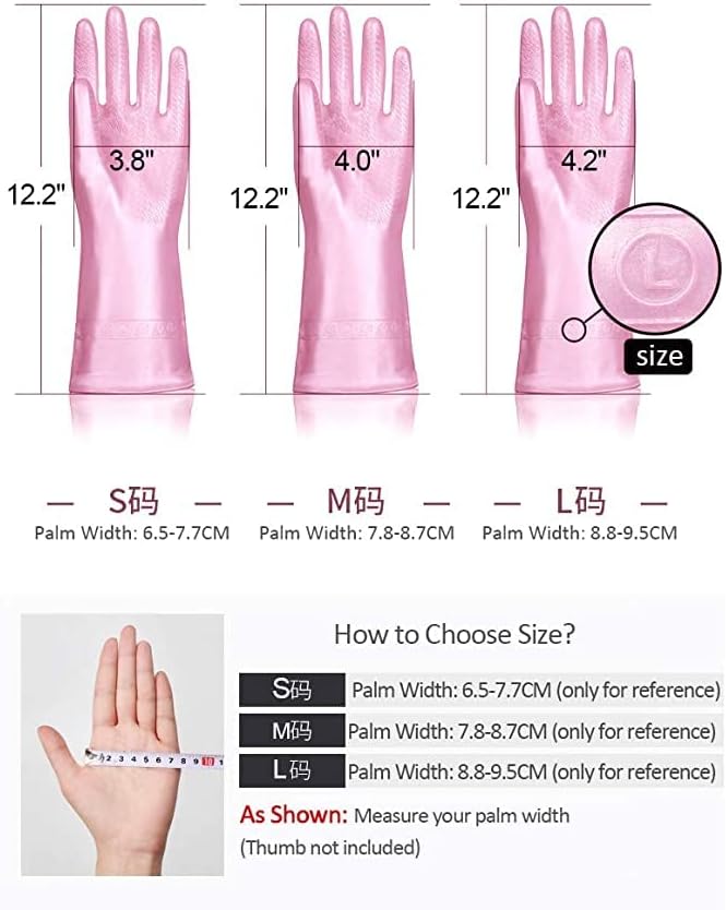 Alimat PluS 1 Pack Reusable Cleaning Gloves Latex Free, Dishwashing Gloves with Cotton Flock Liner and Embossed Palm, Waterproof Household Gloves for Laundry, Gardening(Purple)