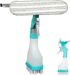 4 in 1 Window Cleaning Kit, Professional Window Vacuum Squeegee with Spray Bottle, Cleaner Brush Tools for Shower Wall Mirror Glass Car Windshield Countertop