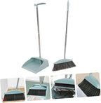 PRETYZOOM Long Handle Broom and Dustpan Non Stick Hair Cleaning Accessories for Home Kitchen Office Floor Sweeping Lightweight and Two Combo in Light Blue