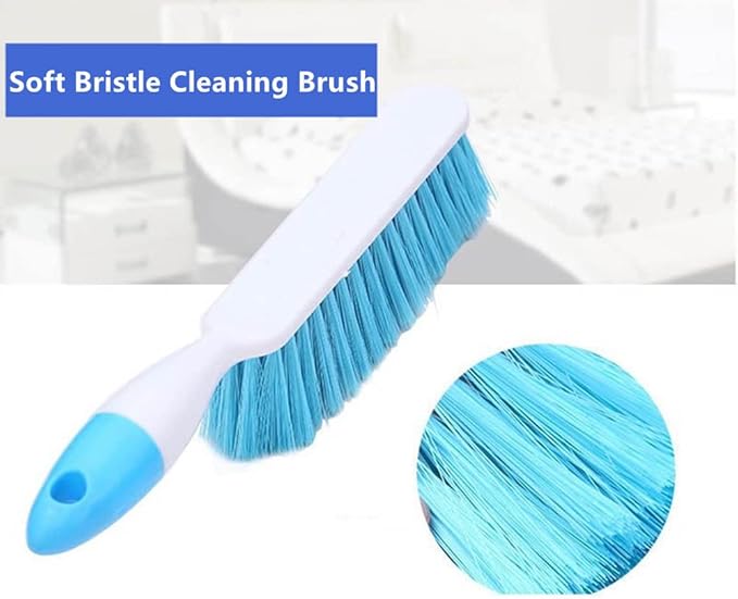 2 Pack Soft Bristle Bed Sheets Sweeping Cleaning Brush with Long Hand, Counter Duster for Debris Hair Remover Desk Quilt Sofa Furniture (Blue, Green)