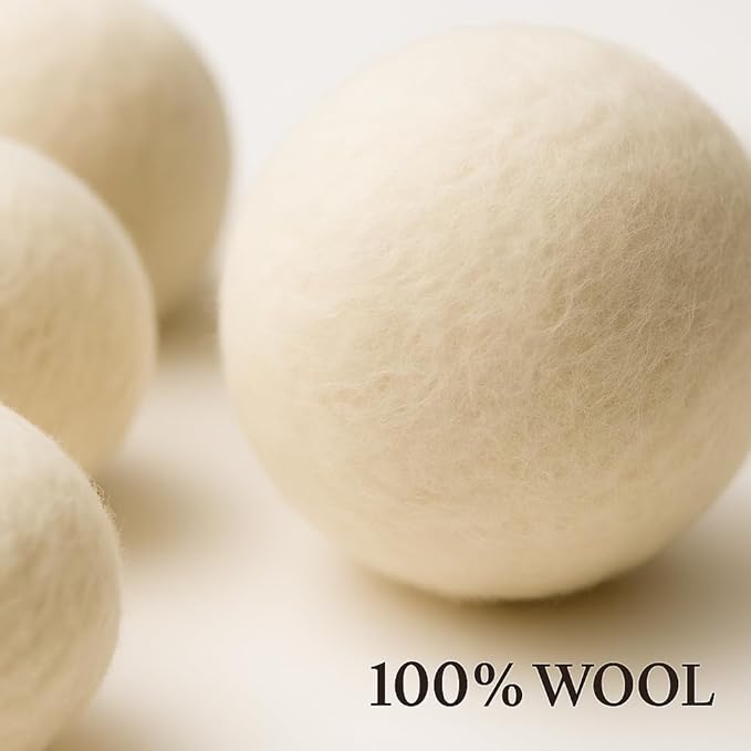 Oldfield Wool Co XL Organic Wool Dryer Balls – 6 Pack – Natural Fabric Softener, Reduces Drying Time 30%, Reusable, Pet Hair & Lint Remover, Eco-Friendly