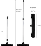 ForPro Extendable Salon Broom, Non-Scratch Rubber Bristles, Aluminum Handle Adjustable to 51.5”, Ideal for Pet Hair, Lint, Dust, Dirt, Black
