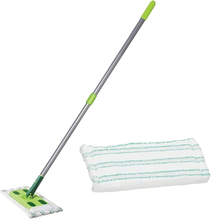Quick Shine Sustainable Hard Surface Floor Clean + Polish Mop Kit w/ 1 Reusable Pad | Hardwood, Luxury Vinyl Plank, Tile & Laminate | Use Wet + Dry | Perfect to Apply Finish | Squirt, Spread, Done