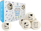 Organic Wool Dryer Balls: Eco-Friendly & Chemical-Free | Our Anti-Entanglement Reusable Balls Eliminate Wrinkle Static | 6-Pack XL Dryer Balls for Laundry is Made with New Zealand Wool (Cat)