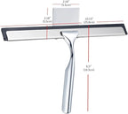 J&V TEXTILES All-Purpose Stainless Steel Shower Squeegee for Glass Doors with Adhesive Hooks, Squeegee for Shower Glass, Bathroom Household Cleaner Tool, 10 Inch (Silver)