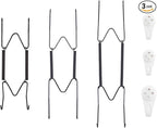 Bilillo 3-Piece Stainless Steel Wall Plate Hangers, 6/8/10 Inch Invisible Decorative Wire Plate Holders with 3 Pieces Wall Hooks for 5.5 to 10.5 Inch (Black)