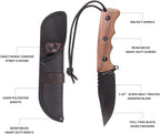 Fixed Blade Knife with Sheath, Wood Handle Full Tang Bushcraft and Camping Knife for Outdoor, Gift for Husband, Father, Friend