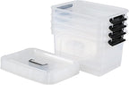 Anbers Plastic Lidded Storage Bins, 4 Packs Latching Storage Container Box (10.5 Qt)