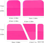 5 in 1 TPU Squeegee Anti-Scratch Wrapping Rubber Scraper for Curved Car PPF Vinyl Wrap Window Tint Tool Water Wiper Blade (Pink)