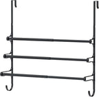 CANYAVE Over The Door Towel Rack, Extendable Triple Towel Storage Holder with Hooks, 24.02 Inches Towel Bar Hanger Towel Racks for Bathroom (Black)