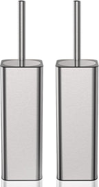 DOWRY Stainless Steel Toilet Bowl Brush and Holder for Bathroom Storage Organization Deep Cleaning Covered Brush Cleaner,Nickel Square 2PCS