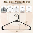 HOUSE DAY Black Plastic Hangers 16 Pack, Space Saving Coat Hanger, Clothes Hanger with Non Slip Hooks, Plastic Clothing Hangers for Closet, Ideal for Everyday Use on Shirts, Coats, Pants, Dress