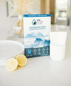 Dishwasher detergent strips sheets unscented lightweight plastic free