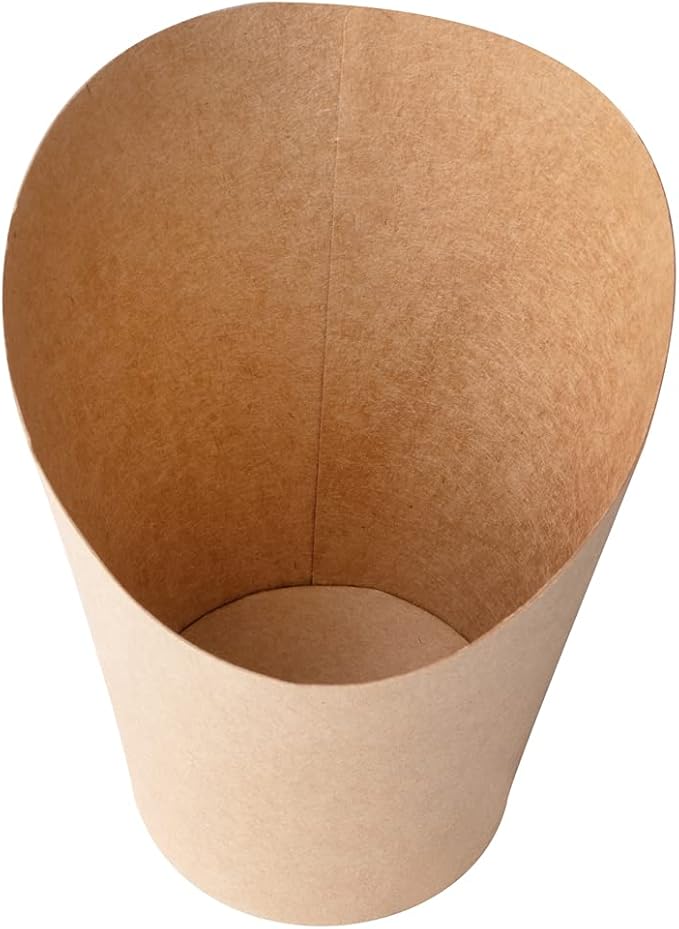 Restaurantware Bio Tek 12 Ounce French Fry Containers 100 Disposable Charcuterie Cups - Incline Design Round Kraft Paper French Fry Cups Stackable For Waffles Chips or Popcorn