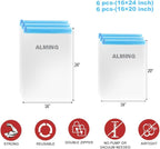 ALMING Compression Bags - Travel Essentials - 12 Pack Space Saver Bags - No Vacuum Pump Or Air Extractor is Needed - Storage Accessorie and Home Packing Organizers (transparent)