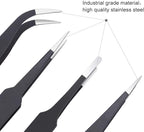 6PCS Precision Tweezers Set, Upgraded Anti-Static Stainless Steel Curved of Tweezers, for Electronics, Laboratory Work, Jewelry-Making, Craft, Soldering, etc, by kaverme.