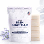 KELEBS 7 Dish Soap Bars | Lavender Essential Oil Formula | Natural & Organic Ingredients | Gentle on Hands | For Plant-Based Kitchens & Light Dishwashing | Biodegradable | No Overpour | Value Pack