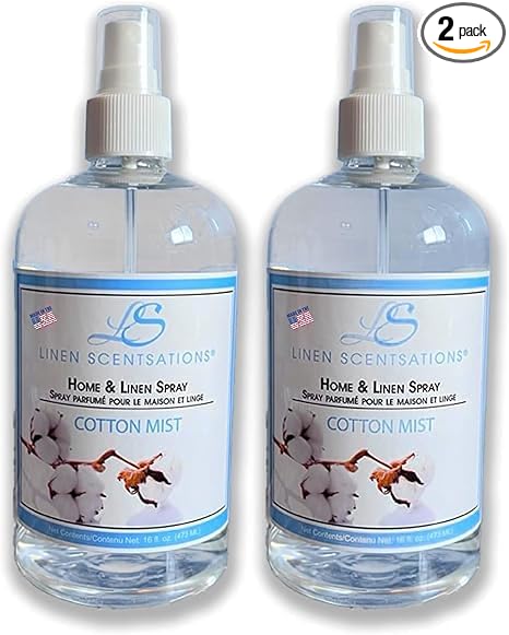 Linen Scentsations Premium Home, Fabric and Linen Spray 2x 16oz Value Pack (Cotton Mist)