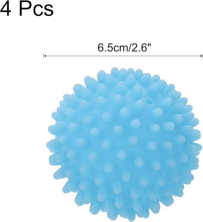 uxcell 4pcs Reusable Laundry Dryer Balls Vinyl Drying Balls for Reduce Wrinkles Static Fabric Softener Reduce Drying Time Save on Energy, Sky Blue