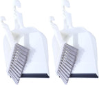 CLISPEED Mini Broom and Dustpan Set 2pcs, White Handheld Cleaning Brushes for Kitchen and Desktop, Compact Sweeping Tools for Home and Office Use