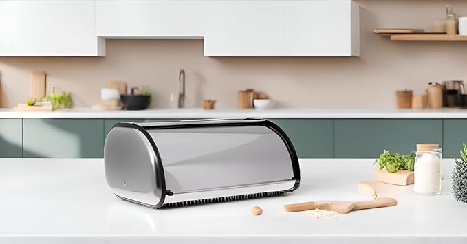 HOME IT Stainless Steel Bread Box for kitchen, bread bin, bread storage Bread holder 16.5x10x8
