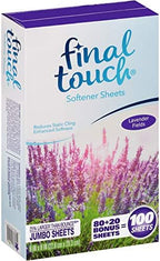 Lavender Fields Scented Fabric Softener Dryer Sheets by Final Touch | Softens & Freshens Laundry | Controls Wrinkles & Static Cling | Repels Lint & Hair | Long-Lasting Fresh Scent | 100 Count