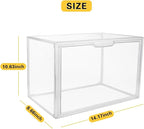 Clear Stackable Plastic Storage Bins with Magnetic Lid, Dustproof Book & Cosmetic Display Cases, Large Figures Collectibles Showcase, Shoe Box, Protection Organizer (L, Count, 1)