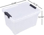 50 Quart Plastic Storage Container with Wheels, Clear Large Storage Bin, 4 Packs