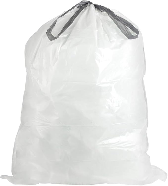 Plasticplace Custom Fit Trash Bags, Compatible with Simplehuman Code Q (50 Count), 13-17 Gallon Drawstring Garbage Liners, Heavy Duty Tear-Resistant