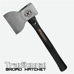 Traditional Broad Axe 36oz, Wood Axe, Biber Classic Carpenter's Hatchet, Straight Wooden Handle & Forged Steel Head, Hickory Handle, Outdoor Wood Splitting Chopping & Carving Tool