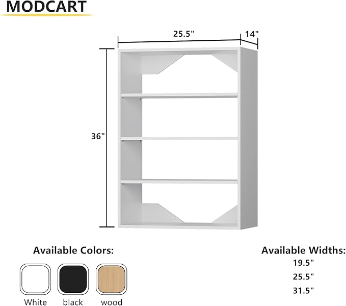 MODCART Short Tower Closet Unit, Modular Closet System, Wood Closet System Organizer with Storage for Walk In Closets, Clothing Rack Wardrobe Closet for Hanging Clothes, Bedroom, White, 25.5"W