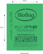 6-8 Gallon Compostable Trash Bags by BioBag, 45 Count, BPI Certified, Meets ASTM D6400 Standards, Made in USA, Medium Kitchen Bin Liners