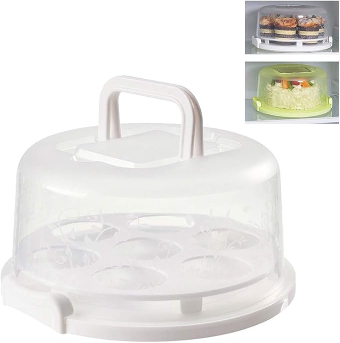 Cake Carrier Storage Container, Cake Carrier With Lid And Handle,Transparent Dome Reusable Airtight Box,Cupcake Saver Cake Holder Serves for Doughnuts Cupcake Parties, Dustproof Food Storage