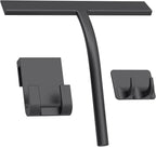 All -Purpose Silicone Shower Squeegee for Shower Glass Door with Hook, Bathroom Accessories for Window Mirror Tile Car Shower Walls,Household Shower Cleaner Tool (Black, 9 inch(2hooks)