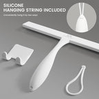 Shower Squeegee for Glass Doors, 11-Inch Silicone Squeegee with Non-Slip Handle and Adhesive Hook for Bathroom, Mirror, Tile, Car Window (White)