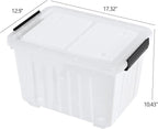 30 Quart Storage Boxes with Wheels, 4-Pack Clear Plastic Storage Bins with Lids