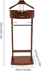 Wood Suit Rack Suit Stand for Man and Women Clothes Valet Suit with Drawer Valet Stands Men Valet Brown Suit Valet for Entryway Office Living Room