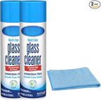 Glass Cleaner Foam - Foaming Action & Spray, 23 oz - 2 Pack - Clean Fresh Scent - Bundled With 1 Microfiber Cloth towel