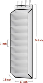 KEEPJOY 10 Tiers White Over Door Shoe Organizer Storage, Hanging Shoe Holder for Door with Large Deep Pockets, Fit 20-30 Pairs Shoe Rack for Sneakers, Boots (White)