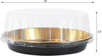 FEOOWV 5Pack 10inch Round Clear +Gold Cake Carriers for Transport Plastic Cake Containers Carriers with Dome Lids and Cake Boards Clear Bundt Cake Boxes