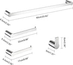 4-Pieces Bathroom Accessories Set, Towel Bar Set Modern Stainless Steel Towel Rack Towel Hooks Toilet Paper Holder for Bathroom Wall Mounted, Brushed Nickel 23 Inch