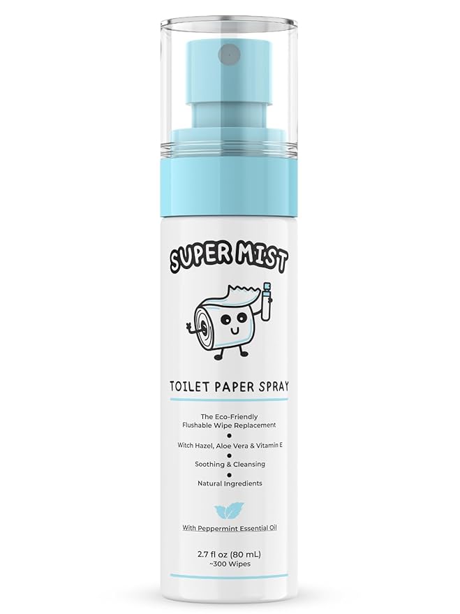 Toilet Paper Spray (2.7 fl oz/300+ Uses) – Upgrade Toilet Paper into a Gentle, Cleansing Wipe | Soothing Formula with Witch Hazel, Aloe Vera & Refreshing Peppermint Oil | Travel Friendly
