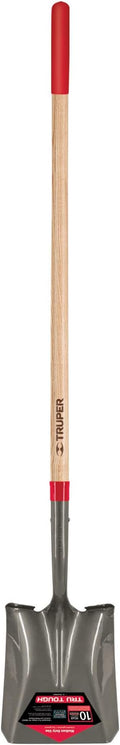 Truper 31188 Square-Point Shovel - Mid-Size Steps, 48-Inch Long Hardwood Handle with Non Slip Grip, 16 Gauge Blade