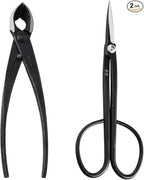 Wazakura Bonsai Tool Kit Made in Japan, Twig Bonsai Scissors 8-1/4 in (210mm) + Concave Branch Cutter 8 in (200mm) Starter Set (Yasugi Steel Twig Scissor+Concave Cutter)