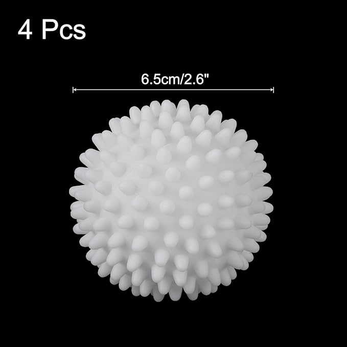 uxcell 4pcs Reusable Laundry Dryer Balls Vinyl Drying Balls for Reduce Wrinkles Static Fabric Softener Reduce Drying Time Save on Energy, White
