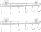 2 Pcs Kitchen Utensil Rack with 4 Adhesives - Adhesive Kitchen Utensils Hanging Rack Utensil Holder for Kitchen, Bathroom, and Bedroom(White)