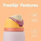 Owala FreeSip Insulated Stainless Steel Water Bottle with Straw for Sports and Travel, BPA-Free, 32 Ounce, Candy Store
