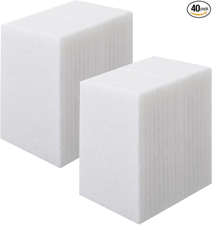 Hoolerry 40 Pcs White Scrub Pads Light Duty Scouring Non Woven Pad Non Scratch Abrasive Hand Multipurpose Scouring Sponge Multi Surface Scrubber Pads for Cleaning Polishing Home(5 x 7 Inch,White)