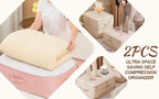 2Pcs Super Space Saving Self Compression Organizer, Space Saver Vacuum Storage Bags, Self Compression Storage Bags, vacuum seal bags for clothing, Sweaters, Blankets (Pink)