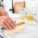 Full Circle Crumb Runner, Countertop Sweep and Squeegee, Mini Portable Brush, Compact Storage, Sustainable Bamboo Handle